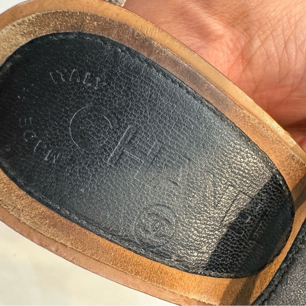 Authentic CHANEL Chic Black Wedge Sandals - Picture 13 of 14